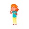 redhead little girl looks suspicious at parents cartoon vector