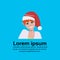 Redhead woman face avatar red hat happy new year merry christmas concept flat female cartoon character portrait blue