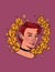 Redhead Woman Flower Wreath Illustration