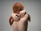 redhead woman nude back posing clean skin studio