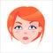Redhead Woman Serious Face Flat Vector Icon