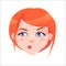 Redhead Woman Skeptic Face Flat Vector Icon