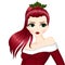 Redheaded Female Cartoon Character with Green Eyes in Santa Outfit