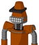 Redish-Orange Mech With Cone Head And Keyboard Mouth And Black Visor Cyclops