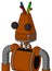 Redish-Orange Mech With Cone Head And Toothy Mouth And Two Eyes And Wire Hair