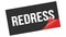 REDRESS text on black red sticker stamp