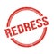 REDRESS text written on red grungy round stamp