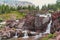 Redrock falls in Glacier National Park, along the Swiftcurrent Pass trail