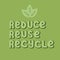 Reduce reuse recycle text. Modern lettering poster. Ecology banner, zero waste concept.
