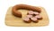 Reduced calorie kielbasa sausage on cutting board