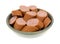 Reduced calorie kielbasa sausage slices in a bowl