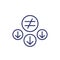Reduced inequality icon, line vector