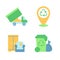 Reducing pollution vector flat color icon set