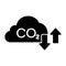 Reduction Greenhouse Symbol. Carbon Dioxide Pollution in Air Glyph Pictogram. CO2 with Cloud Emission Gas Silhouette