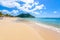 Reduit Beach - Tropical coast on the Caribbean island of St. Lucia. It is a paradise destination with a white sand beach and