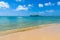 Reduit Beach - Tropical coast on the Caribbean island of St. Lucia. It is a paradise destination with a white sand beach and