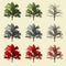 Redwood tree 3d rendering isolated for landscape designer.