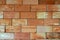 Redâ€‹ brick wall with extraordinary surface bricks