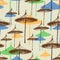 Reed beach umbrellas colorful seamless pattern