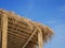 Reed roof in front of blue sky