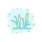 Reeds grass icon in comic style. Bulrush swamp vector cartoon illustration pictogram. Reed leaf business concept splash effect