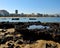 Reef at low tide and blue sky, Las Canteras beach