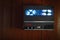 Reel to reel audio tape recorder with blue led light strip