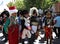 The reenactors dressed as Napoleon epoch soldiers for celebration the Napoleon birthday who was born in Ajaccio 250