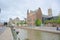 Reep canal with Historical school building, protected monument in Ghent