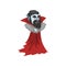 reepy Count Dracula, vampire cartoon character wearing in a red cape vector Illustration on a white background
