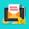 Refer a friend email message online with earning money affiliate program vector illustration flat cartoon, concept of