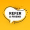 Refer a friend sticker and refer friends shopping label. Vector illustration for website, mobile app, poster, flyer, coupon, gift