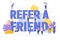 Refer a friend text concept background with people shouting in megaphone word vector illustration