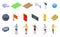 Referee icons set, isometric style