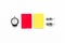 Referee tools. Yellow and red cards, stopwatch, whistle on white background top view copyspace