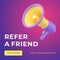 Referral friends marketing advert bonus share recommendation social media post 3d icon vector