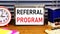 Referral program. Text label in the planning calendar.