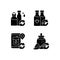 Refillable options black glyph icons set on white space