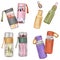 refillable water bottle isolated sketch set