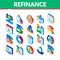 Refinance Financial Isometric Icons Set Vector