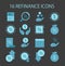 Refinance process icon dark or night mode set. Loan rate reduction