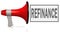 Refinance word with red megaphone