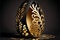 Refined and elegant gold and black Easter egg. Luxury background with golden and black eggs. 3d luxury golden easter eggs. Happy