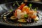 Refined Plating of Seared Scallops with Fresh Garnishes - Ideal for Upscale Dining and Culinary Arts