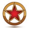 Refined vector red star emblem with golden borders, 3d design element