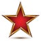 Refined vector red star with golden outline, festive 3d
