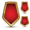 Refined vector three red shield shape emblems