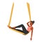 Refined Woman Character Suspended In Aerial Hammock, Effortlessly Flowing Through Yoga Poses. Serene Strength