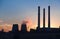 Refinery industry factory silhouette orange sky sunset background