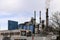 Refinery installation and tanks in the Botlek harbor at the port of Rotterdam of Cabot